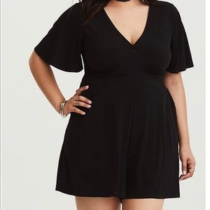 Torrid black jersey knit flutter romper